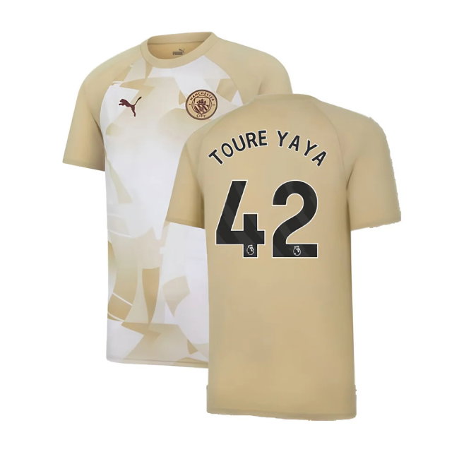 2023-2024 Man City Prematch SS Jersey (Granola) (TOURE YAYA 42)