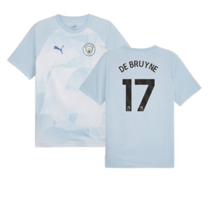 2023-2024 Man City Prematch SS Jersey (Silver Sky) (DE BRUYNE 17)