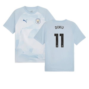 2023-2024 Man City Prematch SS Jersey (Silver Sky) (Doku 11)