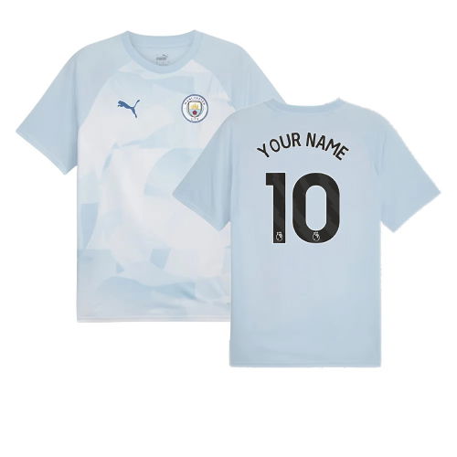 2023-2024 Man City Prematch SS Jersey (Silver Sky) (Your Name)