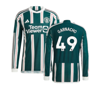 2023-2024 Man Utd Authentic Long Sleeve Away Shirt (Garnacho 17)