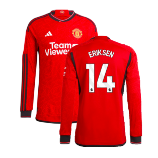 2023-2024 Man Utd Authentic Long Sleeve Home Shirt (Eriksen 14)