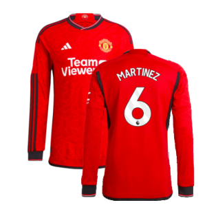 2023-2024 Man Utd Authentic Long Sleeve Home Shirt (Martinez 6)