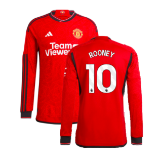 2023-2024 Man Utd Authentic Long Sleeve Home Shirt (Rooney 10)