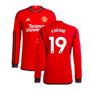 2023-2024 Man Utd Authentic Long Sleeve Home Shirt (Varane 19)