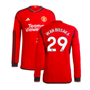 2023-2024 Man Utd Authentic Long Sleeve Home Shirt (Wan Bissaka 29)