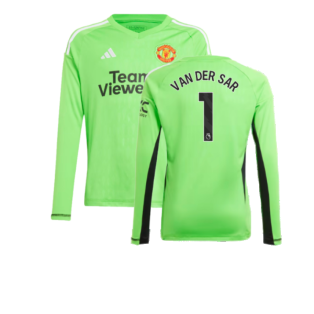 2023-2024 Man Utd Home Goalkeeper Shirt (Solar Green) - Kids (VAN DER SAR 1)
