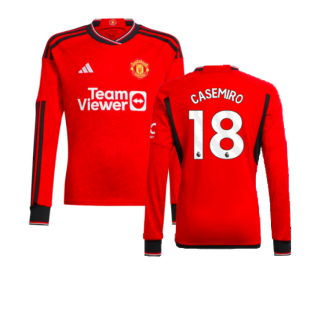 2023-2024 Man Utd Home Long Sleeve Shirt (Kids) (Casemiro 18)