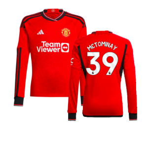 2023-2024 Man Utd Home Long Sleeve Shirt (Kids) (McTominay 39)