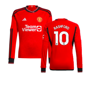 2023-2024 Man Utd Home Long Sleeve Shirt (Kids) (Rashford 10)