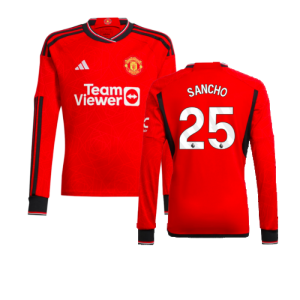 2023-2024 Man Utd Home Long Sleeve Shirt (Kids) (Sancho 25)