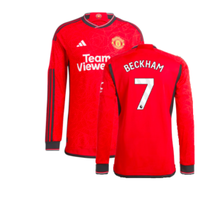 2023-2024 Man Utd Long Sleeve Home Shirt (Beckham 7)