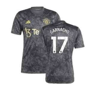 2023-2024 Man Utd Pre-Match Shirt (Black) (Garnacho 17)