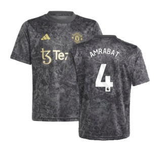 2023-2024 Man Utd Pre-Match Shirt (Black) - Kids (Amrabat 4)