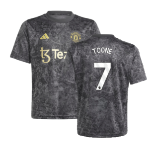 2023-2024 Man Utd Pre-Match Shirt (Black) - Kids (Toone 7)
