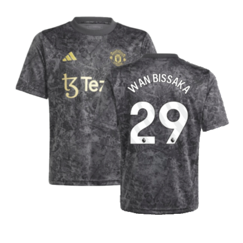 2023-2024 Man Utd Pre-Match Shirt (Black) - Kids (Wan Bissaka 29)