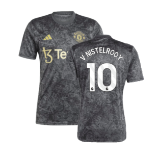 2023-2024 Man Utd Pre-Match Shirt (Black) (V Nistelrooy 10)