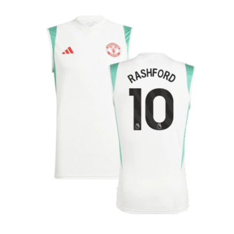 2023-2024 Man Utd Sleeveless Jersey (White) (Rashford 10)