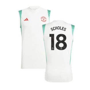 2023-2024 Man Utd Sleeveless Jersey (White) (Scholes 18)