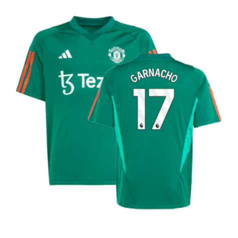 2023-2024 Man Utd Training Shirt (Green) - Kids (Garnacho 17)