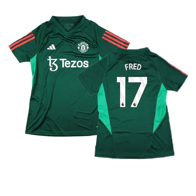 2023-2024 Man Utd Training Shirt (Green) - Ladies (Fred 17)