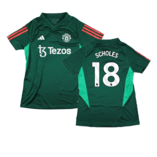 2023-2024 Man Utd Training Shirt (Green) - Ladies (Scholes 18)