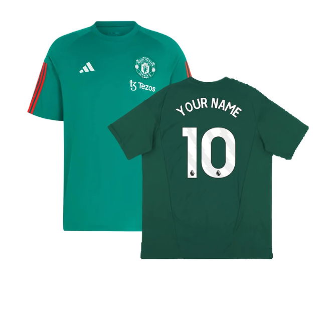 2023-2024 Man Utd Training Tee (Green) (Your Name)