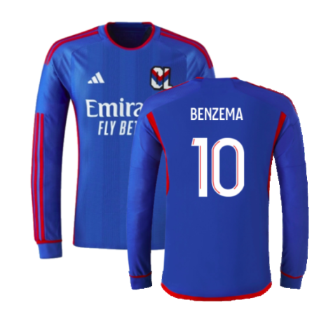 2023-2024 Olympique Lyon Long Sleeve Away Shirt (Benzema 10)