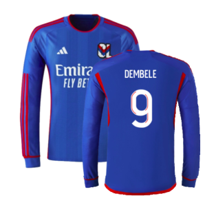 2023-2024 Olympique Lyon Long Sleeve Away Shirt (Dembele 9)