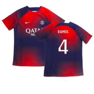 2023-2024 PSG Academy Pro Dri-FIT Pre-Match Shirt (Red) (Sergio Ramos 4)