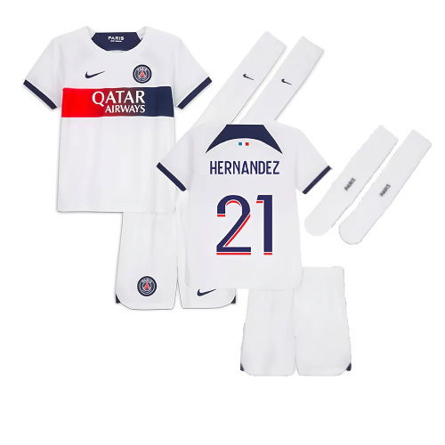 2023-2024 PSG Away Little Boys Mini Kit (Hernandez 21)