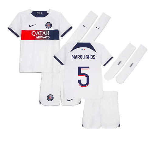 2023-2024 PSG Away Little Boys Mini Kit (Marquinhos 5)