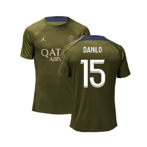2023-2024 PSG Dri-Fit Strike Fourth Training Shirt (Green Hemp) (Danilo 15)