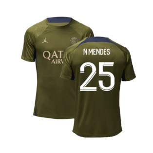2023-2024 PSG Dri-Fit Strike Fourth Training Shirt (Green Hemp) (N Mendes 25)
