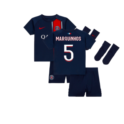 2023-2024 PSG Home Infants Baby Kit (Marquinhos 5)