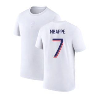 2023-2024 PSG Premium Essentials T-shirt (White) (Mbappe 7)