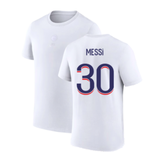 2023-2024 PSG Premium Essentials T-shirt (White) (Messi 30)