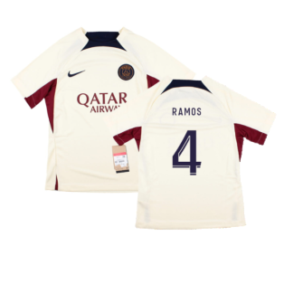 2023-2024 PSG Strike Dri-Fit Training Shirt (Cream) - Kids (Sergio Ramos 4)