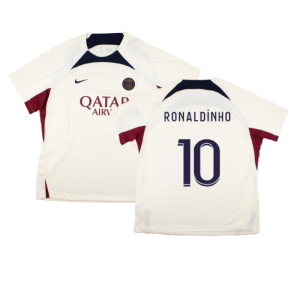 2023-2024 PSG Strike Dri-Fit Training Shirt (Cream) (Ronaldinho 10)