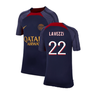 2023-2024 PSG Strike Dri-Fit Training Shirt (Navy) - Kids (Lavezzi 22)