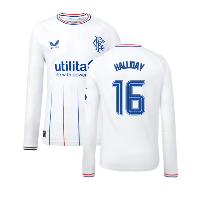 2023-2024 Rangers Away Long Sleeve Shirt (Kids) (Halliday 16)