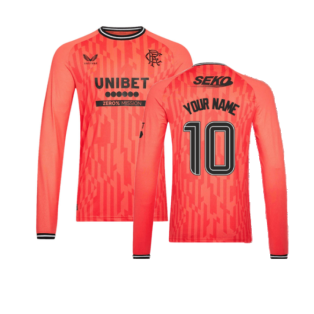 2023-2024 Rangers Away LS Goalkeeper Shirt (Hot Coral) (Your Name)