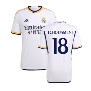 2023-2024 Real Madrid Authentic Home Shirt (Tchouameni 18)