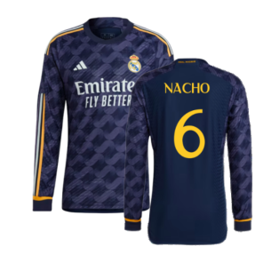 2023-2024 Real Madrid Authentic Long Sleeve Away Shirt (Nacho 6)