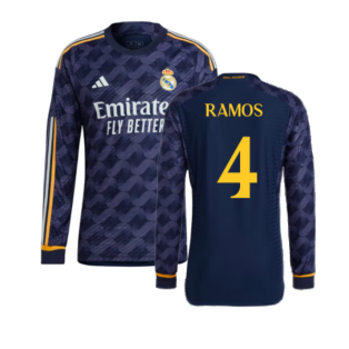 2023-2024 Real Madrid Authentic Long Sleeve Away Shirt (Sergio Ramos 4)