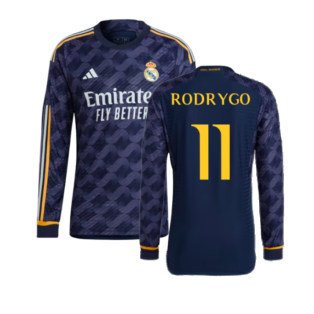 2023-2024 Real Madrid Authentic Long Sleeve Away Shirt (Rodrygo 11)