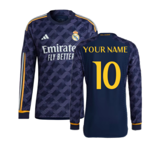 2023-2024 Real Madrid Authentic Long Sleeve Away Shirt (Your Name)