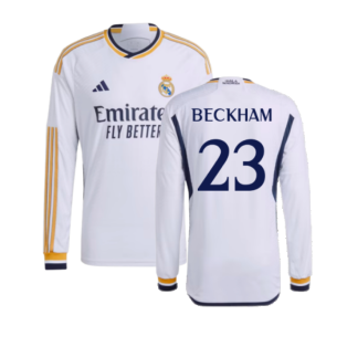 2023-2024 Real Madrid Authentic Long Sleeve Home Shirt (Beckham 23)