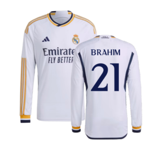 2023-2024 Real Madrid Authentic Long Sleeve Home Shirt (Brahim 21)