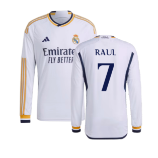 2023-2024 Real Madrid Authentic Long Sleeve Home Shirt (Raul 7)